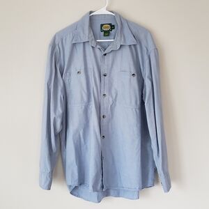 Cabelas Outdoor Gear Long Sleeve Shirt Mens L Blue Cotton Button Down Collared